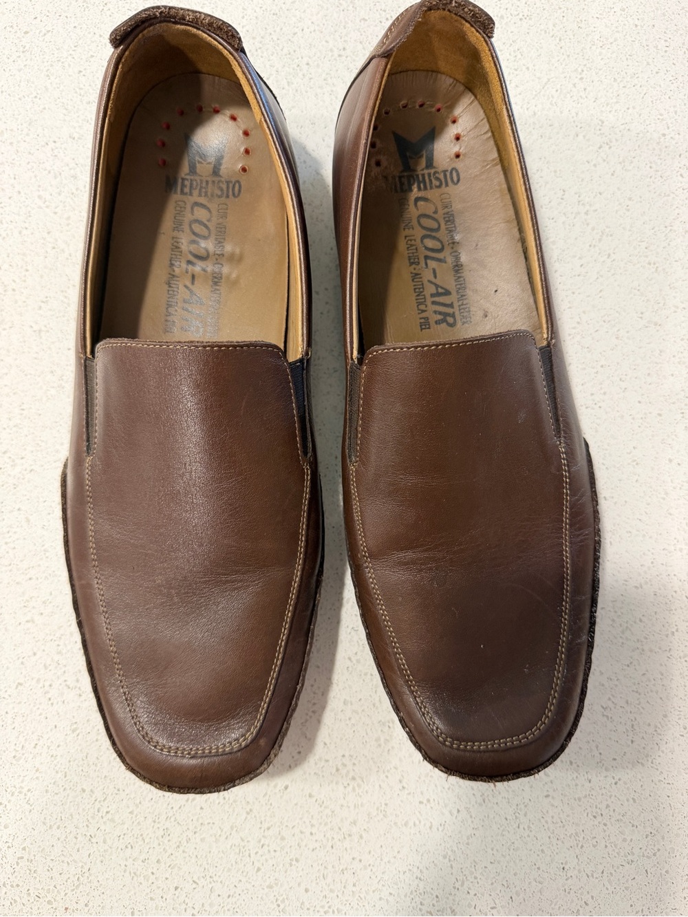 Mephisto Men’s Brown Leather Slip-On Loafers — Classic Moc Toe